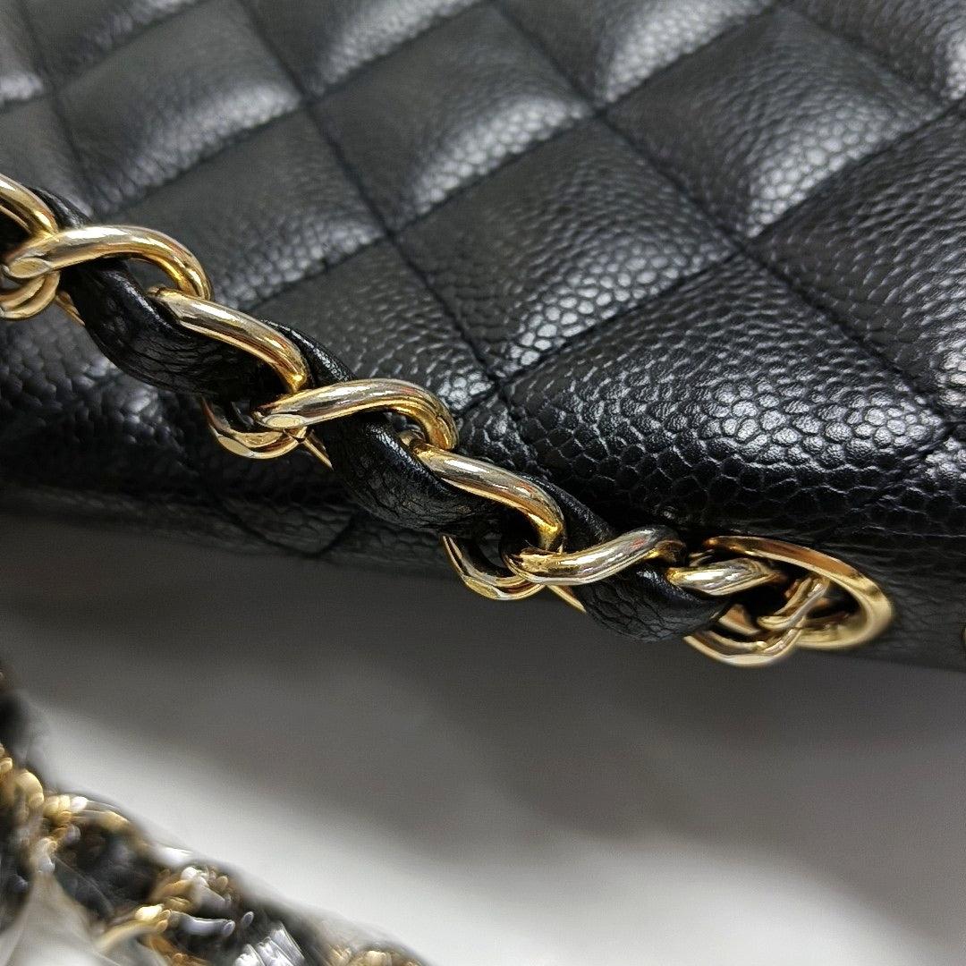 Chanel Classic Leather Jumbo Caviar Leather Single Flap 24k Gold Hardware 2008-09 en vente 12