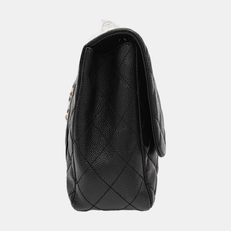 Chanel Classic Leather Jumbo Caviar Leather Single Flap 24k Gold Hardware 2008-09 Bon état - En vente à AUBERVILLIERS, FR