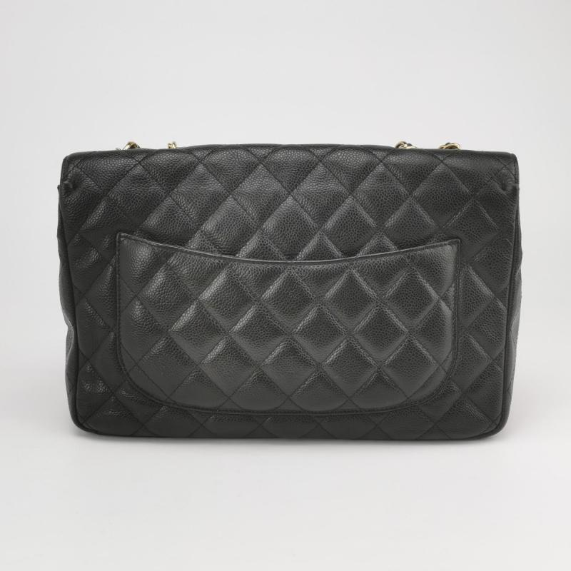 Chanel Classic Leather Jumbo Caviar Leather Single Flap 24k Gold Hardware 2008 en vente 2