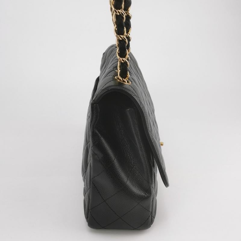 Chanel Classic Leather Jumbo Caviar Leather Single Flap 24k Gold Hardware 2008 en vente 3