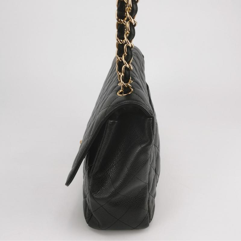 Chanel Classic Leather Jumbo Caviar Leather Single Flap 24k Gold Hardware 2008 en vente 4