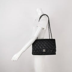 Chanel Classic Flap Jumbo Caviar Leather Single Flap Silver Hardware 2006-08