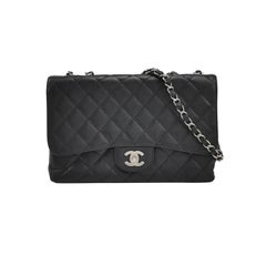Chanel Classic Flap Jumbo Caviar Leather Single Flap Silver Hardware 2006-08
