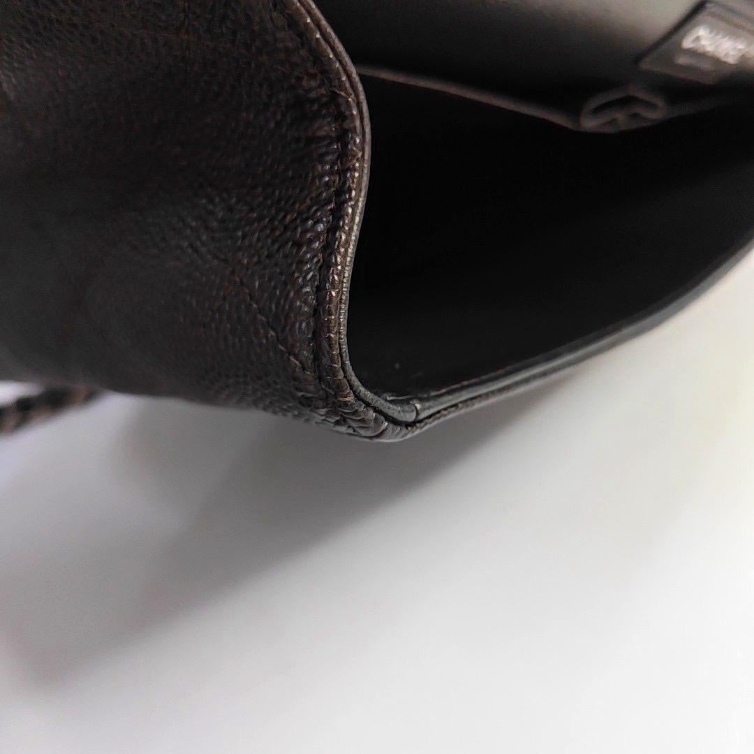 Chanel Classic Flap Jumbo Dunkelgrünes Kaviarleder Doppelte Klappe Silberne Hardwa im Angebot 4