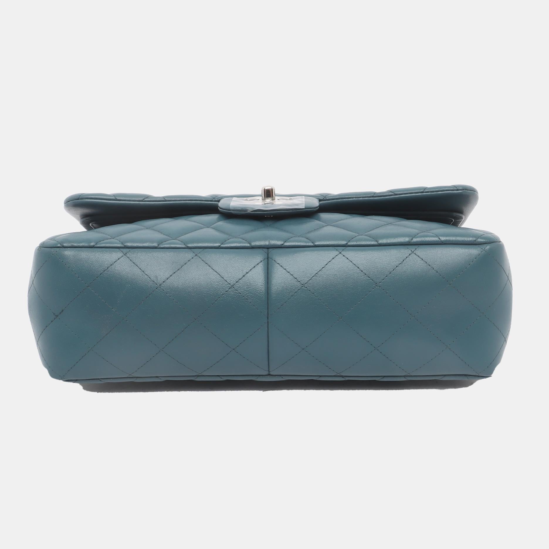 Chanel Classic Flap Jumbo Large Blue Lambskin Leather, 2012-2013 2