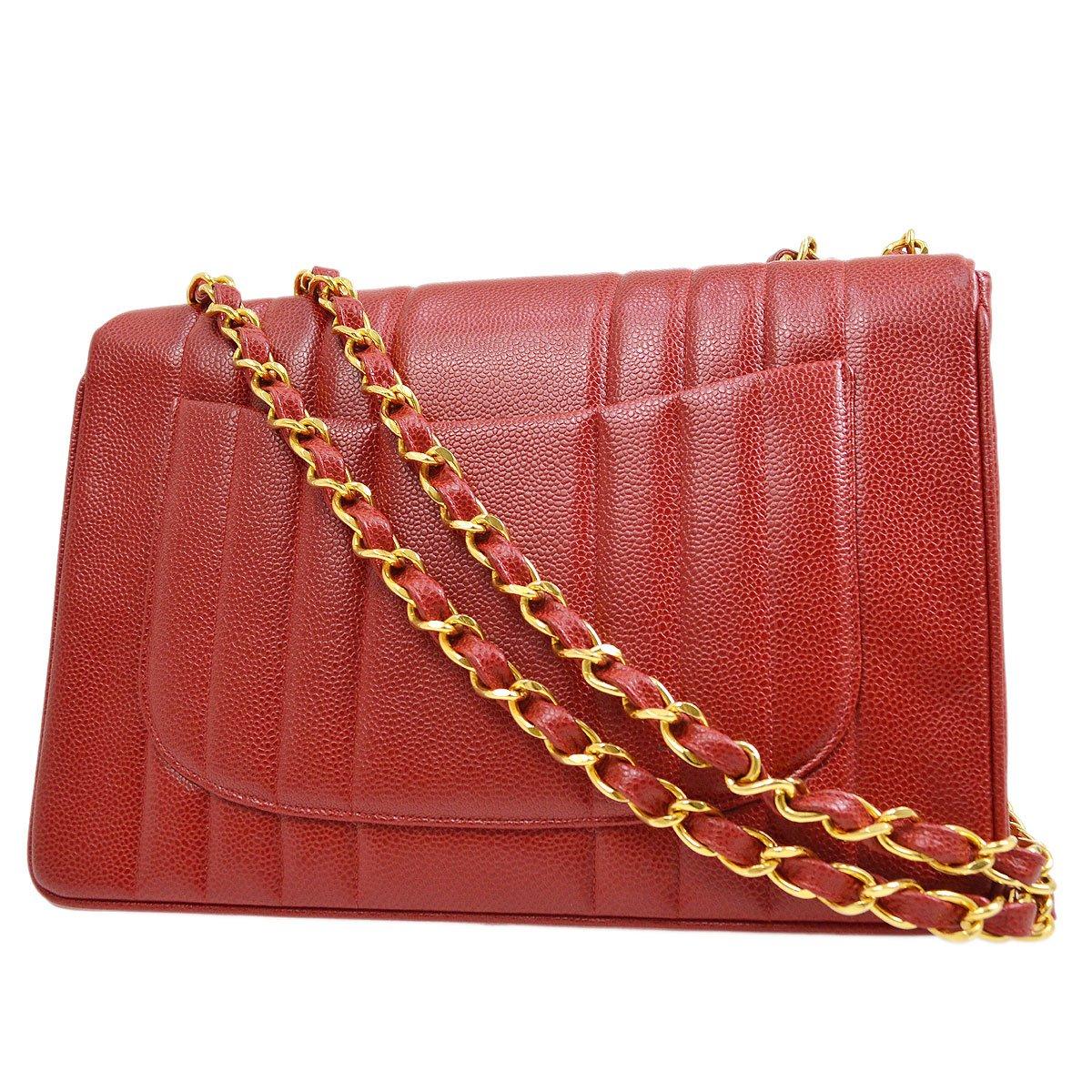 Chanel Classic Flap Jumbo Mademoiselle Chain Shoulder Bag Red Caviar Skin In Good Condition For Sale In London, GB