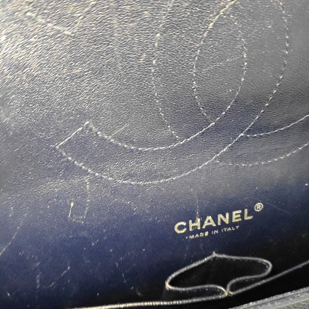 Chanel Classic Flap Jumbo Midnight Navy Caviar Leather Double Flap Silver Hardwa en vente 4