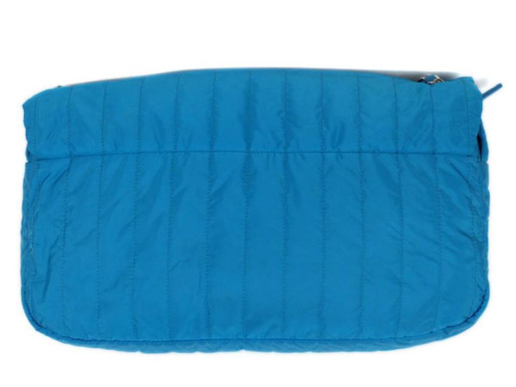 Chanel Classic Flap Jumbo Neon 216390 Blue Nylon Shoulder Bag For Sale 5