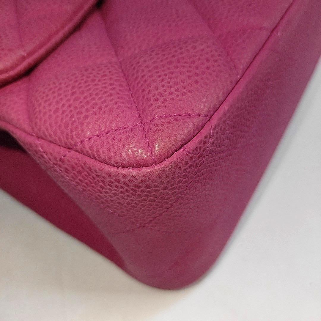 Chanel Classic Flap Jumbo Pink Caviar Leather Double Flap Silver Hardware, 2013 8