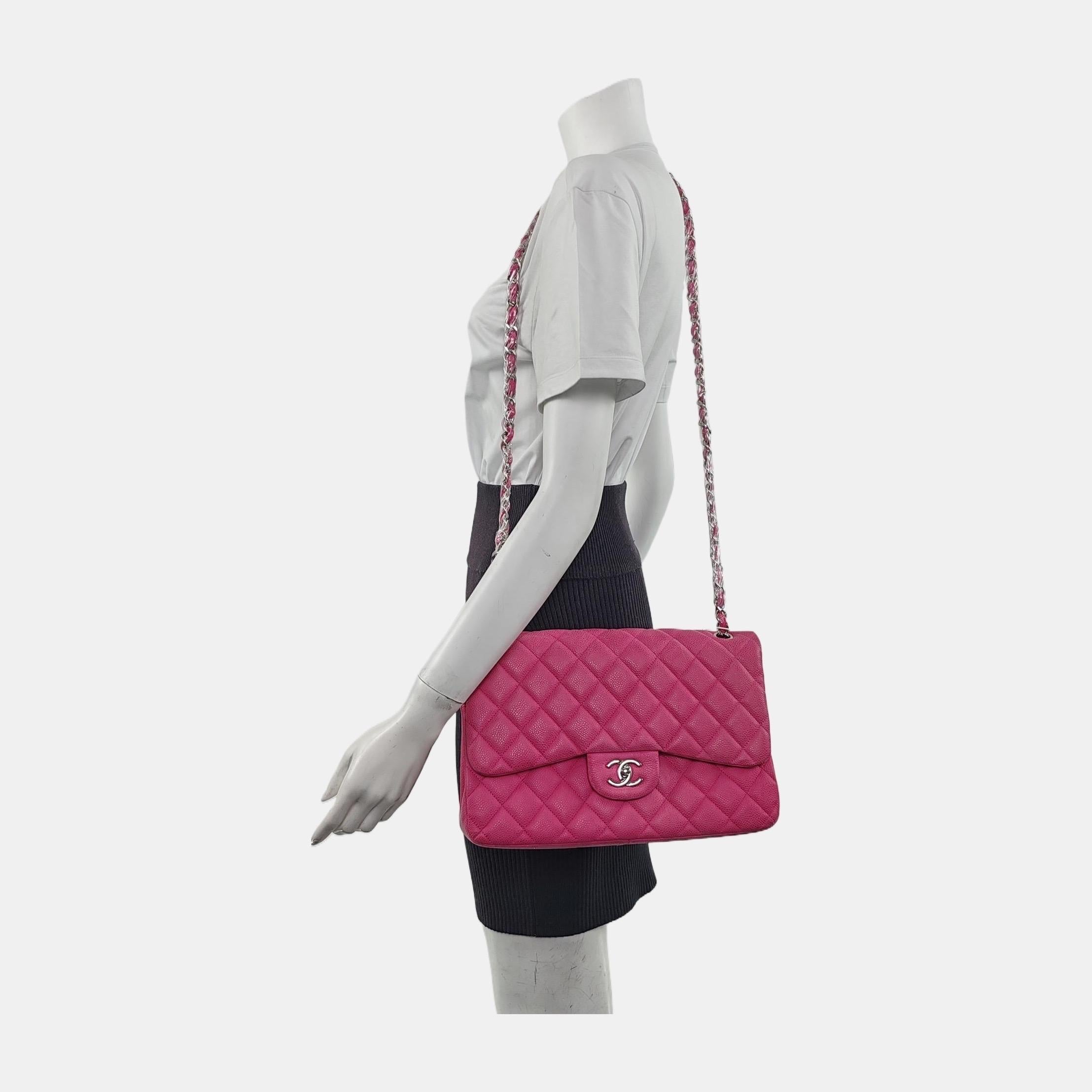 Chanel Classic Flap Jumbo 2009 Beige Caviar Leather Single Flap Silver Hardware
These are professional photos of the actual bag.
  Embrace luxury with this timeless Chanel Classic Jumbo/Large Flap bag crafted in a scratch-resistant Caviar leather