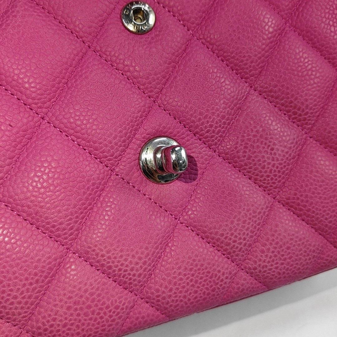 Chanel Classic Flap Jumbo Pink Caviar Leather Double Flap Silver Hardware, 2013 3