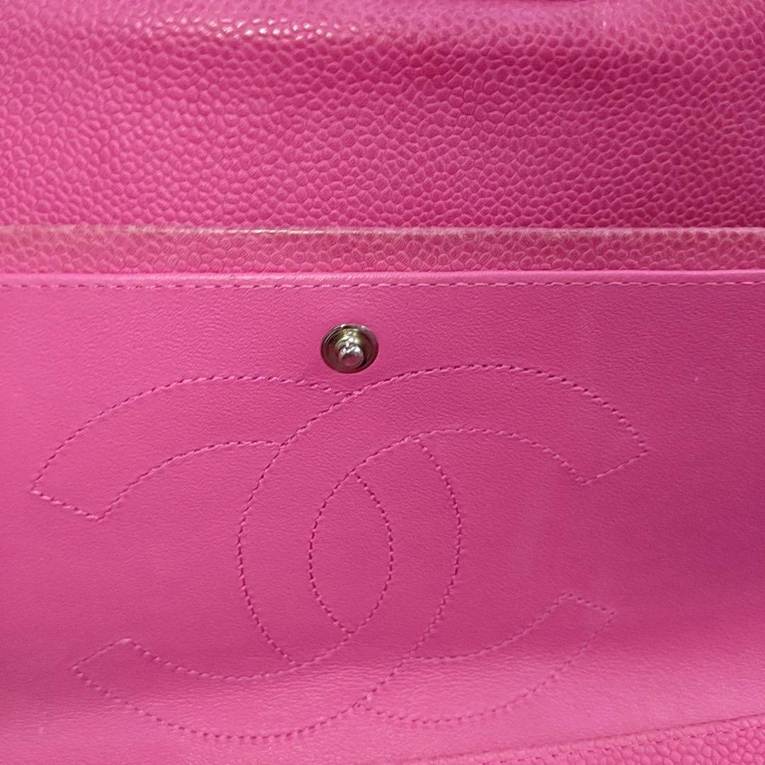 Chanel Classic Flap Jumbo Pink Caviar Leather Double Flap Silver Hardware, 2013 4