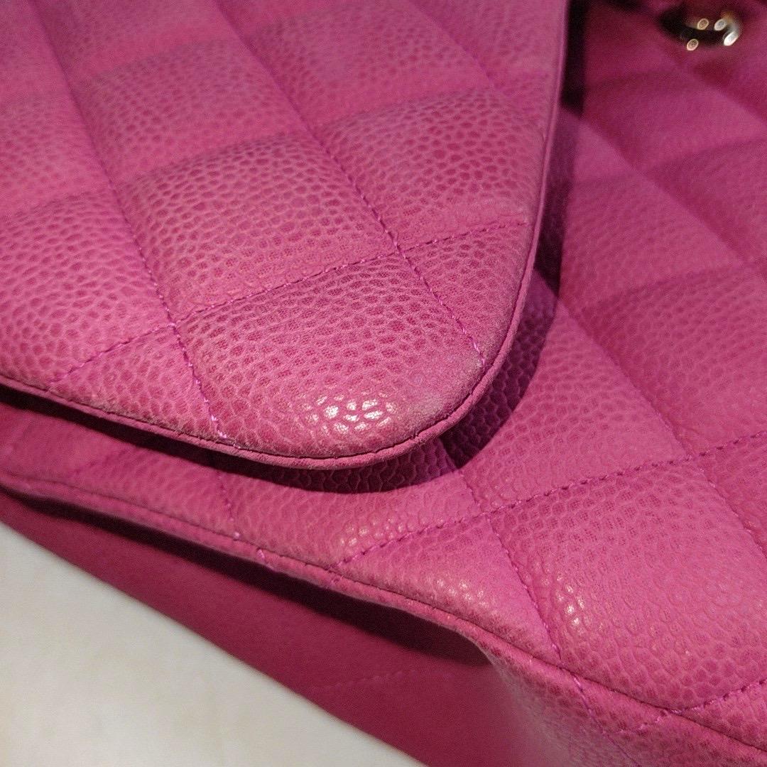 Chanel Classic Flap Jumbo Pink Caviar Leather Double Flap Silver Hardware, 2013 5