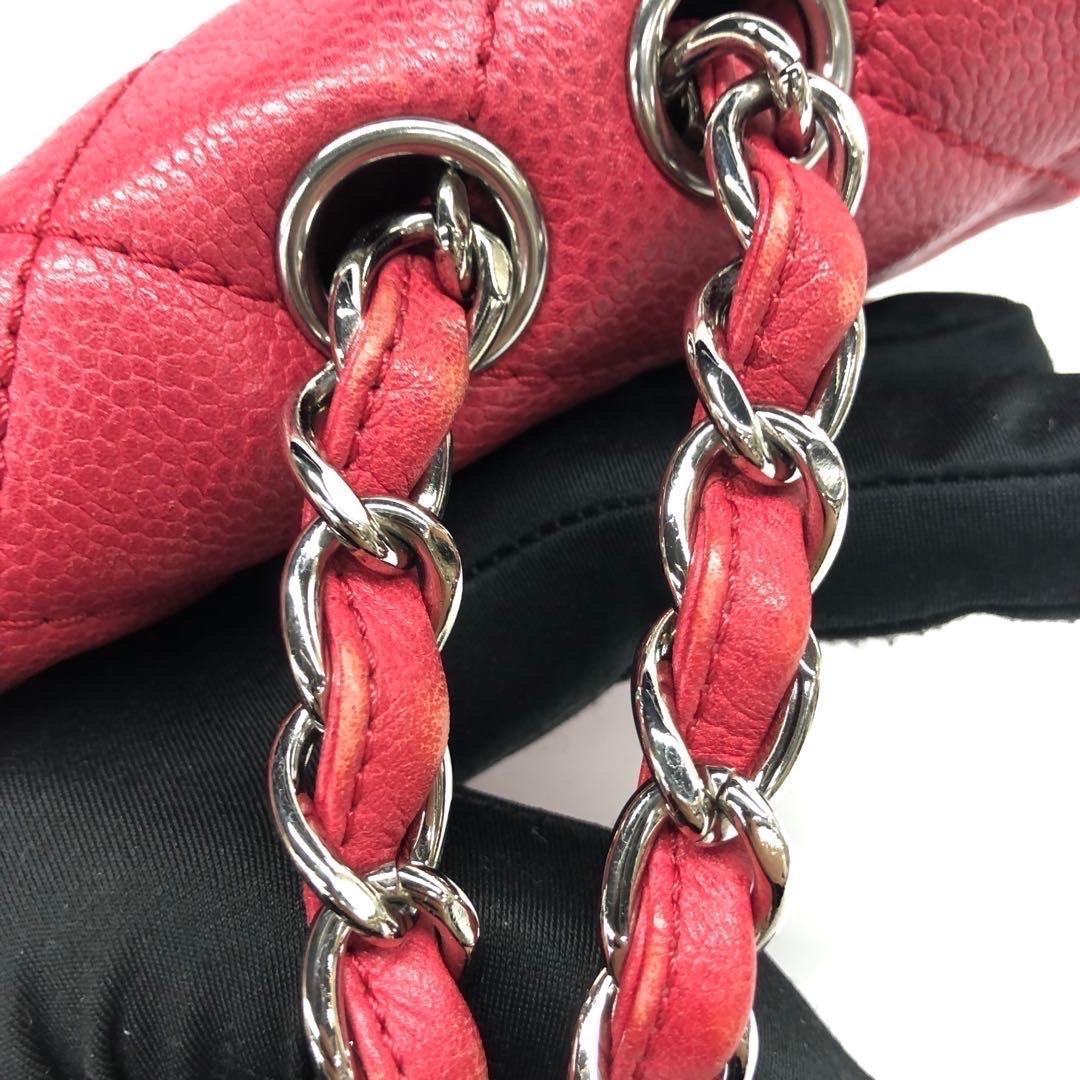 Chanel Classic Flap Jumbo Rotes Kaviar Leder Einzelklappe Silberne Hardware im Angebot 8