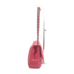 Chanel Classic Flap Jumbo Red Caviar Leather Single Flap Silver Hardware