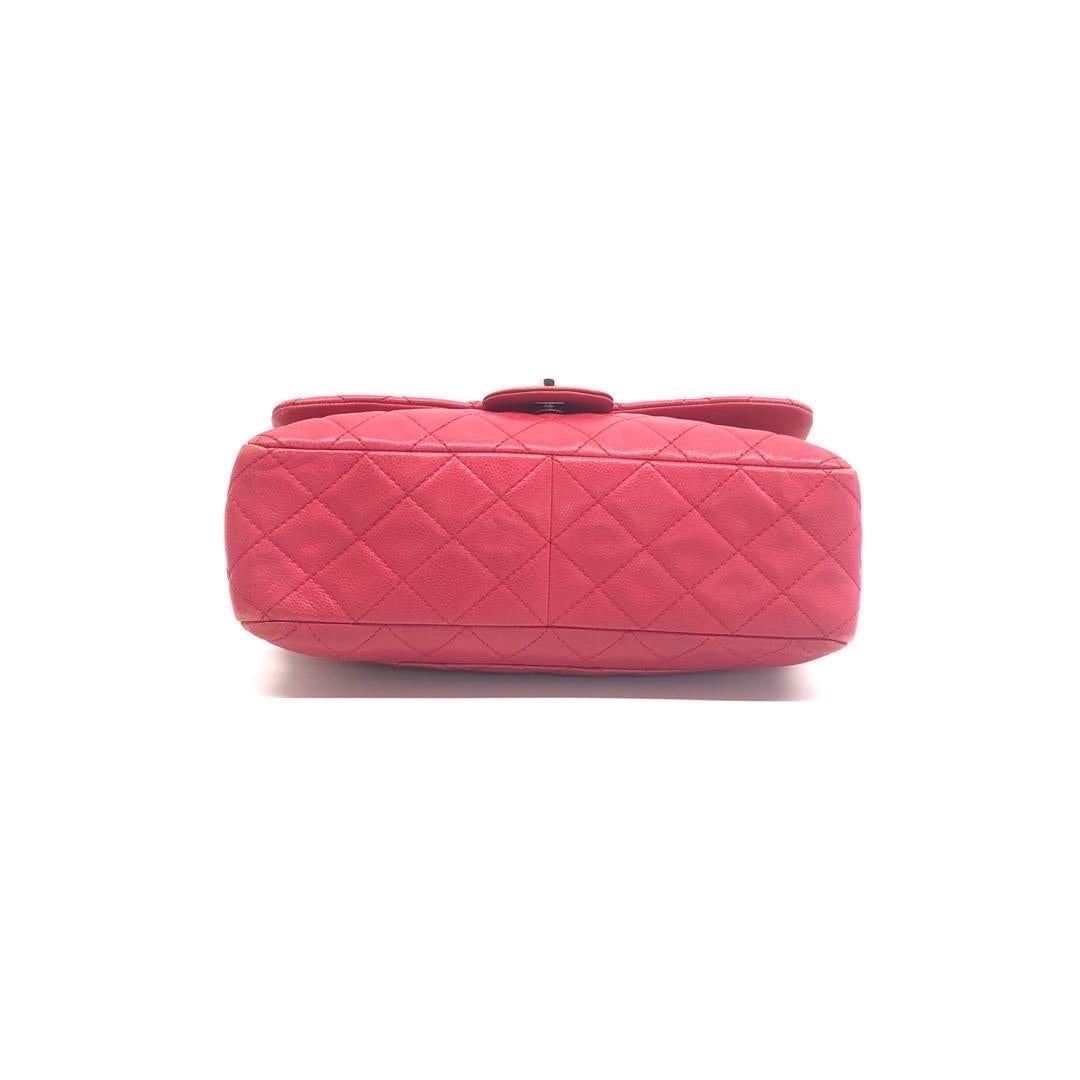Chanel Classic Flap Jumbo Rotes Kaviar Leder Einzelklappe Silberne Hardware Damen im Angebot