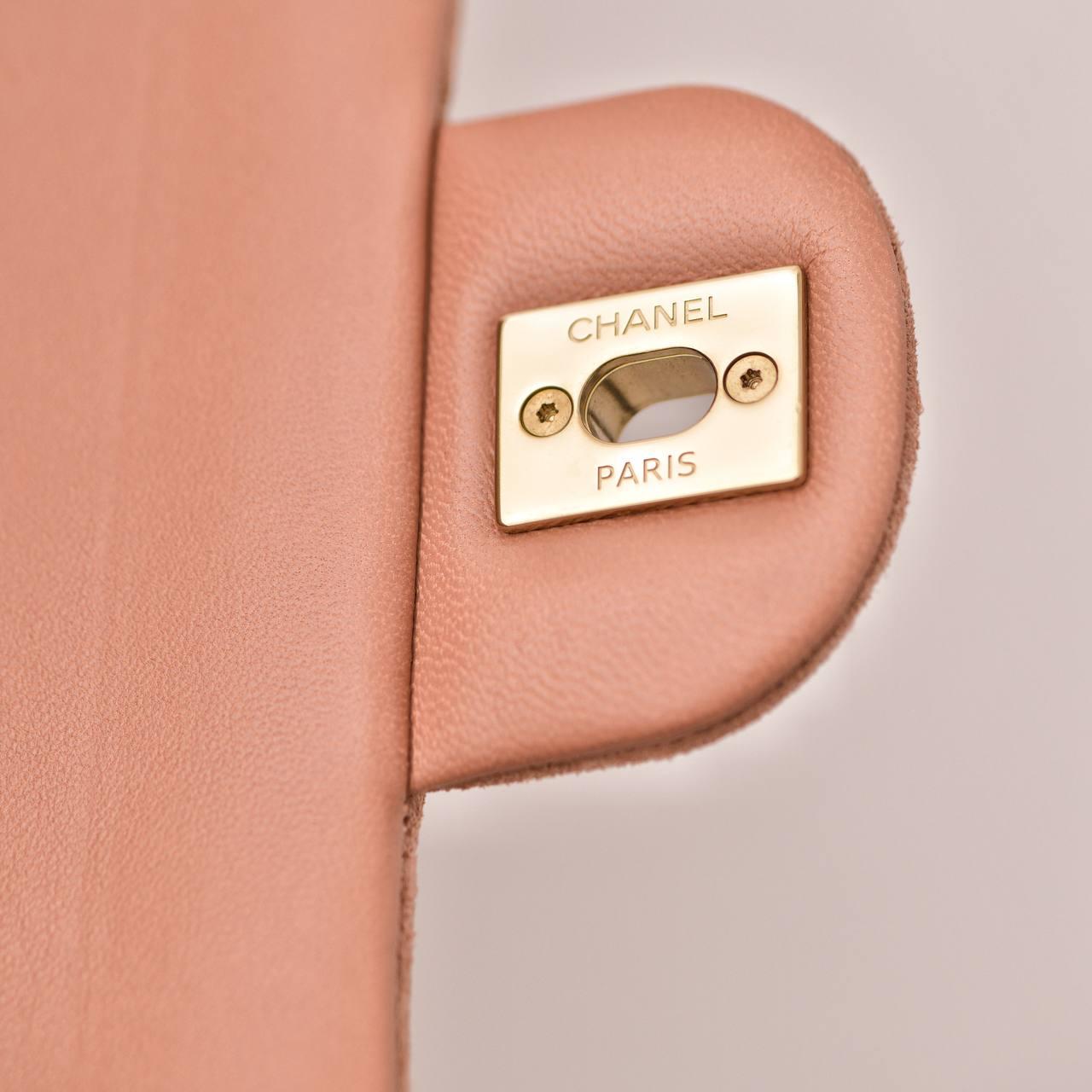 Chanel Classic Flap Light Pink Suede Medium Bag For Sale 5