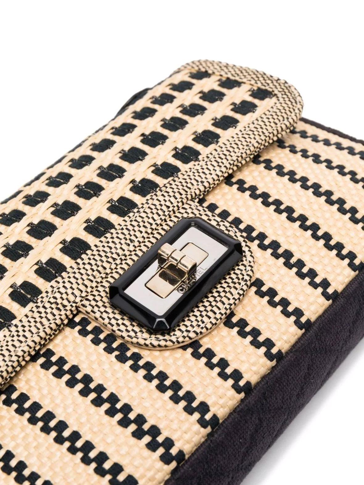 Chanel 2012 Classic Flap Limited Edition Beige & Black Raffia Straw Canvas Bag en vente 1