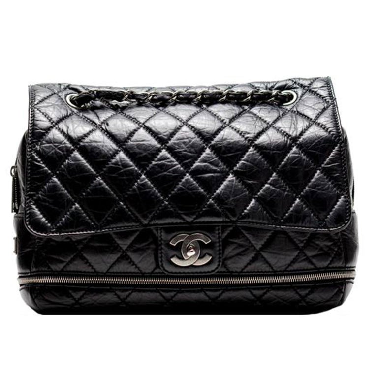 Chanel Classic Flap Limited Edition Pny Jumbo Expandable Calfskin Maxi Black  Bag For Sale at 1stDibs