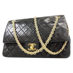 Chanel Classic Flap Mademoiselle Medium Quilted Lambskin 234110 Black Leather Sh