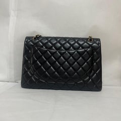 Chanel Classic Flap Maxi 2009 Black Lambskin Leather Single Flap Gold Hardware