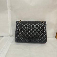 Chanel Classic Flap Maxi 2012 Black Lambskin Leather Double Flap with Gold HW