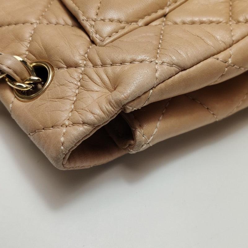 Chanel Classic Flap Maxi Beige Latte Lambskin Leather Giant Gold-tone CC Logo 10