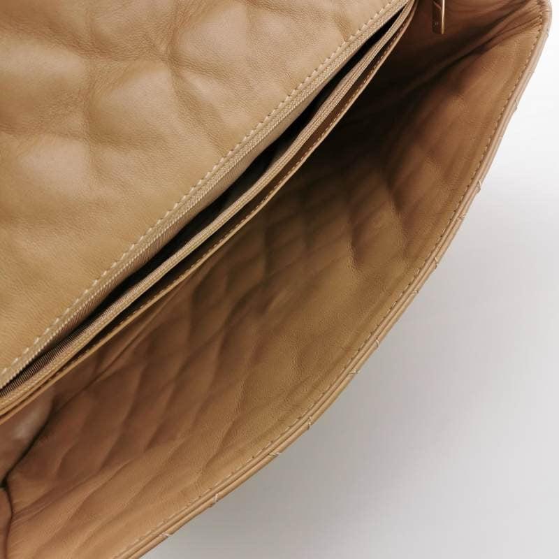 Chanel Classic Flap Maxi Beige Latte Lambskin Leather Giant Gold-tone CC Logo 4