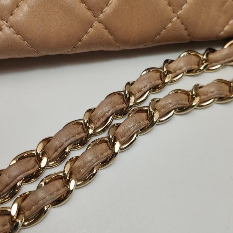 Chanel Classic Flap Maxi Beige Latte Lambskin Leather Giant Gold-tone CC Logo 5