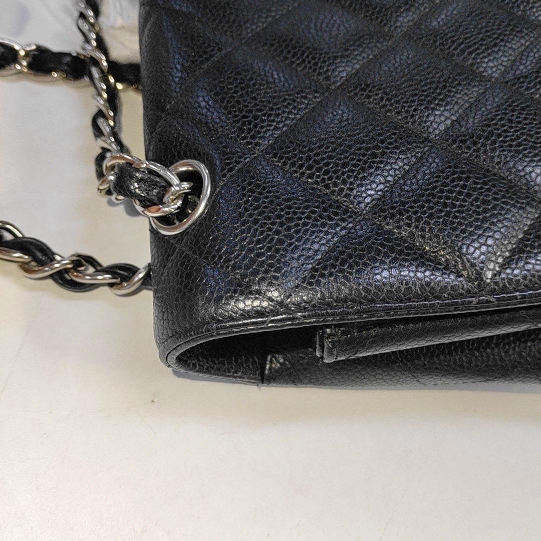Chanel Classic Flap Maxi Black Caviar Leather Single Flap with Silver Hardware 6