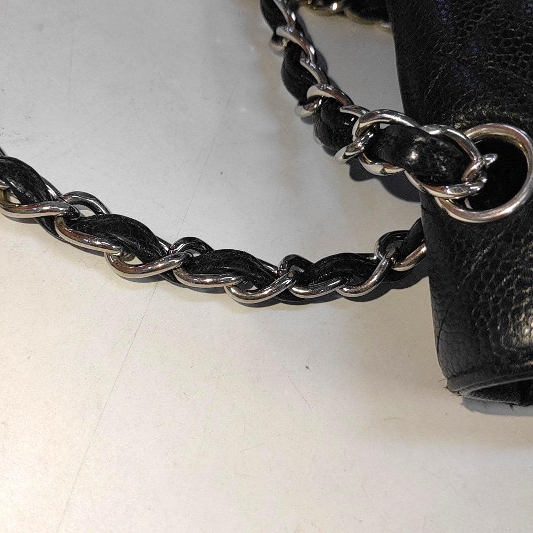 Chanel Classic Flap Maxi Black Caviar Leather Single Flap with Silver Hardware 7