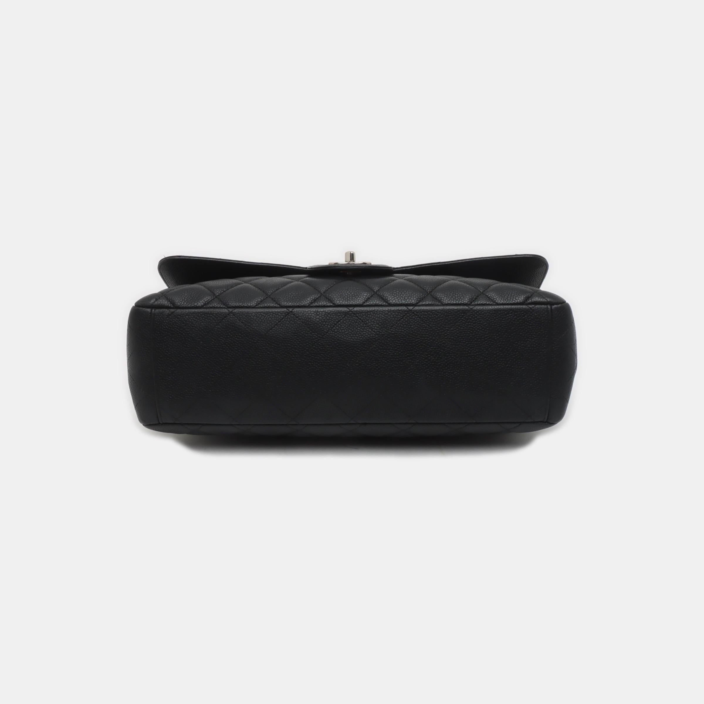 Chanel Classic Flap Maxi Black Caviar Leather Single Flap with Silver Hardware 1