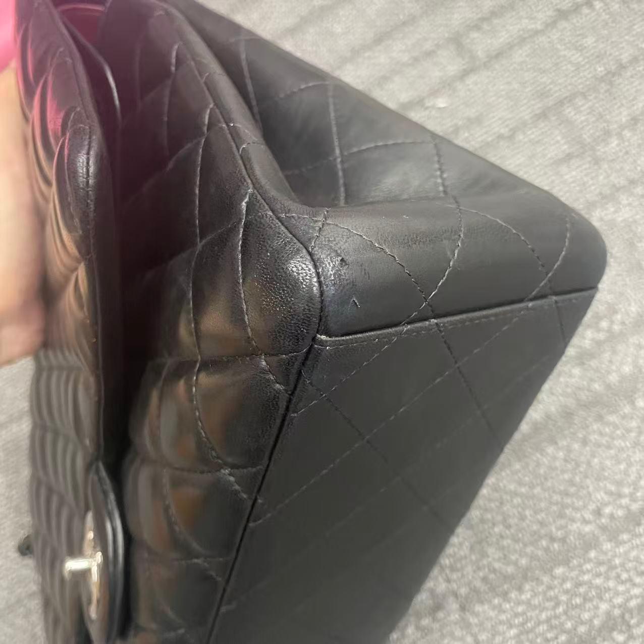 Chanel Classic Leather Double Flap Silver Hardware 2013 en vente 7