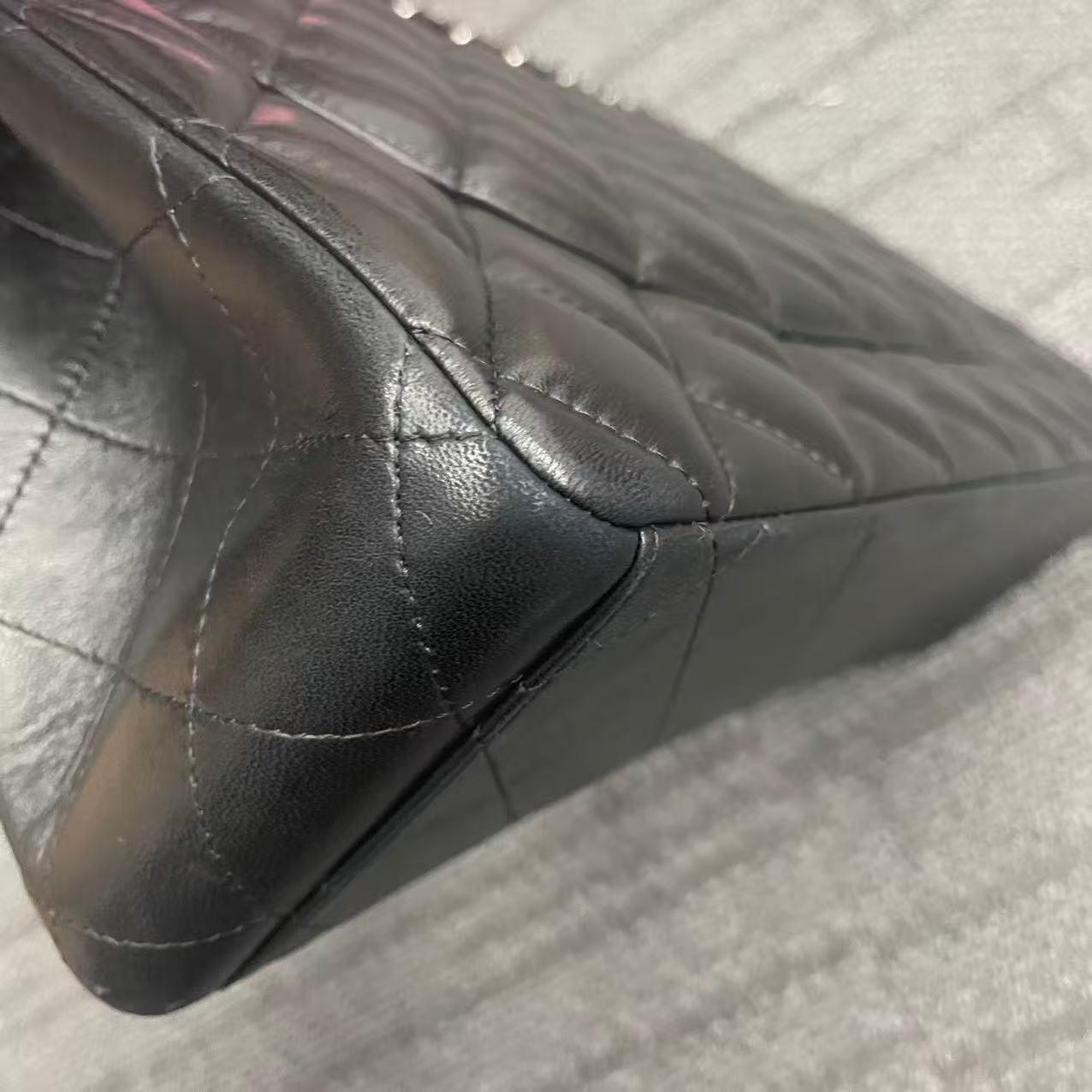 Chanel Classic Leather Double Flap Silver Hardware 2013 en vente 8