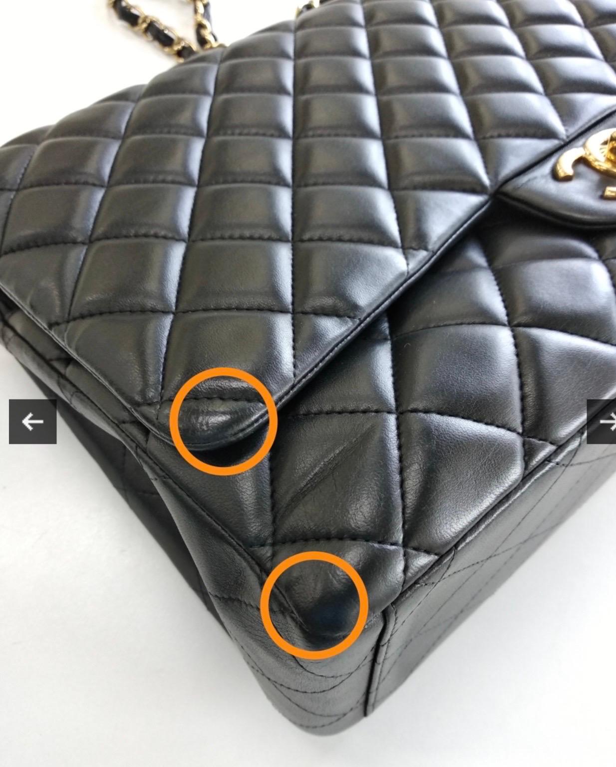 Chanel Classic Flap Maxi Black Lambskin Leather Double Flap with Gold-tone Hardw For Sale 7
