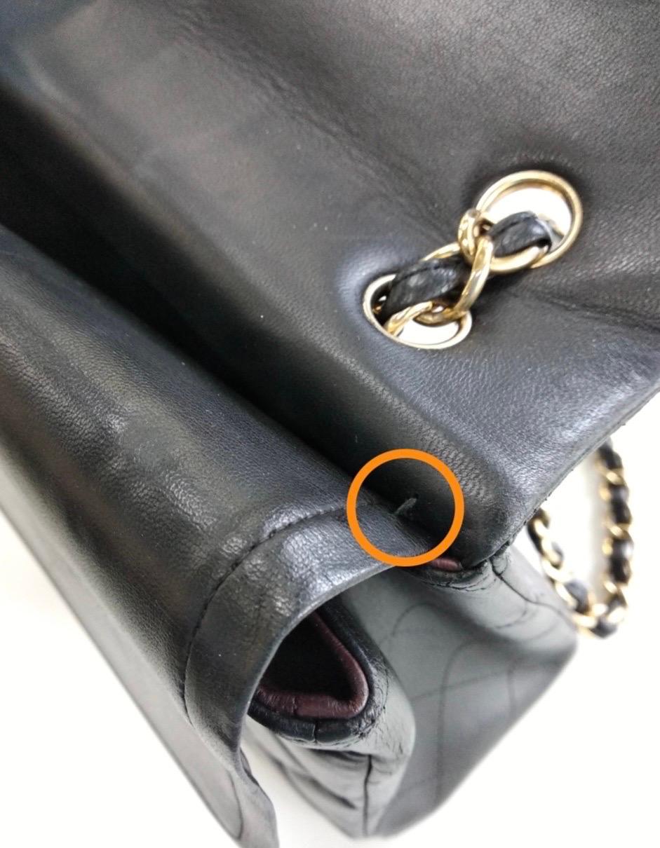 Chanel Classic Flap Maxi Black Lambskin Leather Double Flap with Gold-tone Hardw For Sale 9