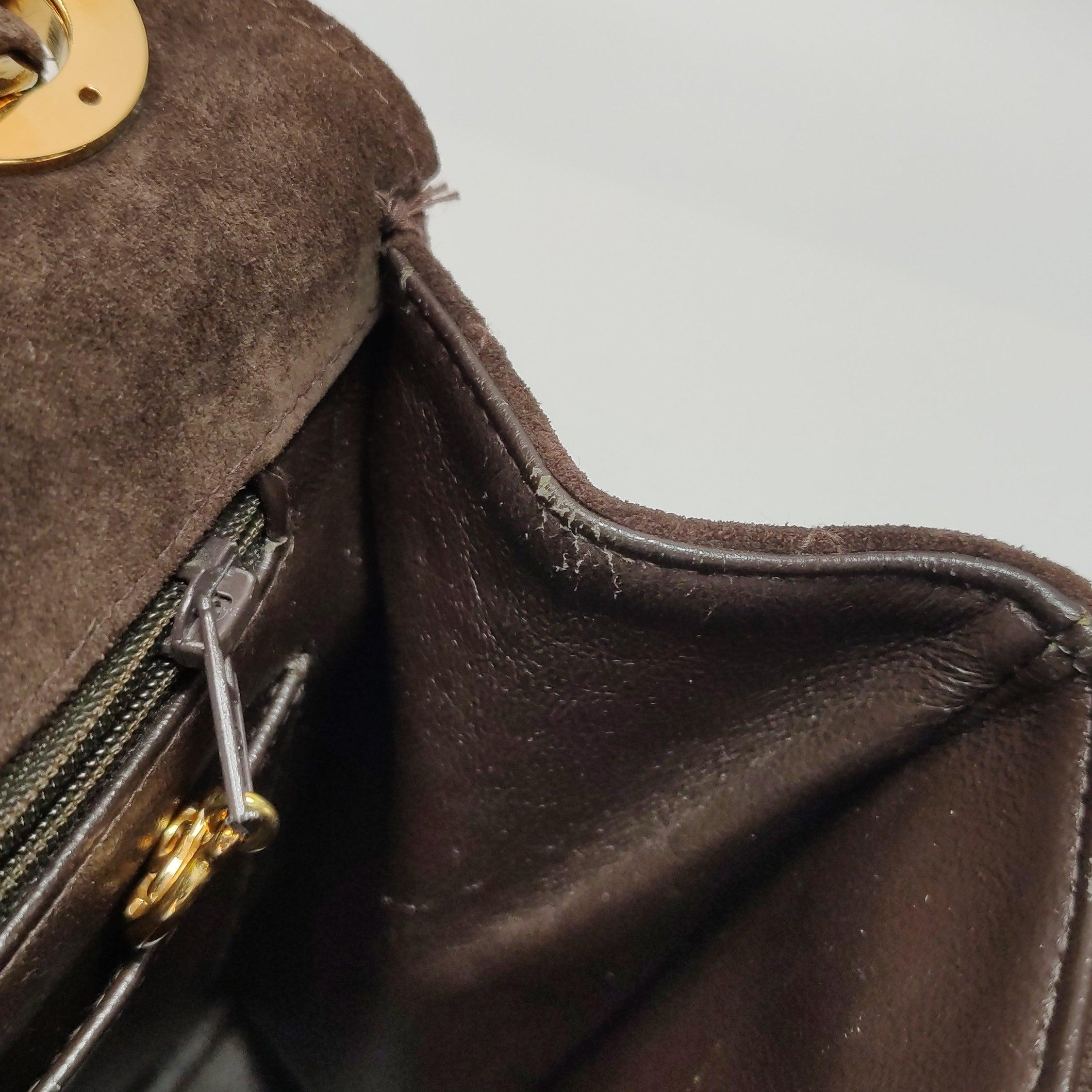 Chanel Classic Flap Maxi Chocolate Browm Suede Leather Giant Gold CC Logo 6