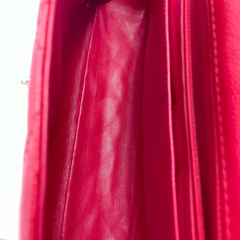 Chanel Classic Flap Maxi Rotes Kaviar-Leder Silberfarbene Hardware Riesiges CC-Logo im Angebot 12
