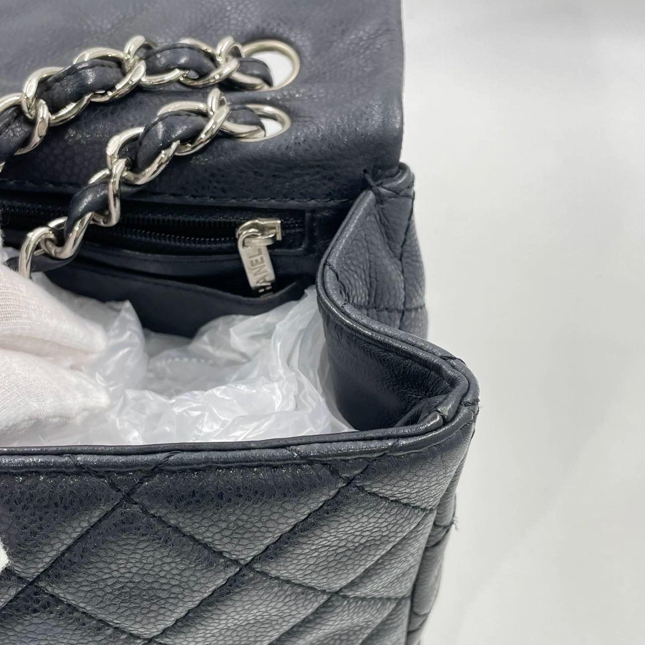 Chanel Classic Flap Maxi Soft Caviar Leather Silver-tone Hardware Giant CC Logo For Sale 7