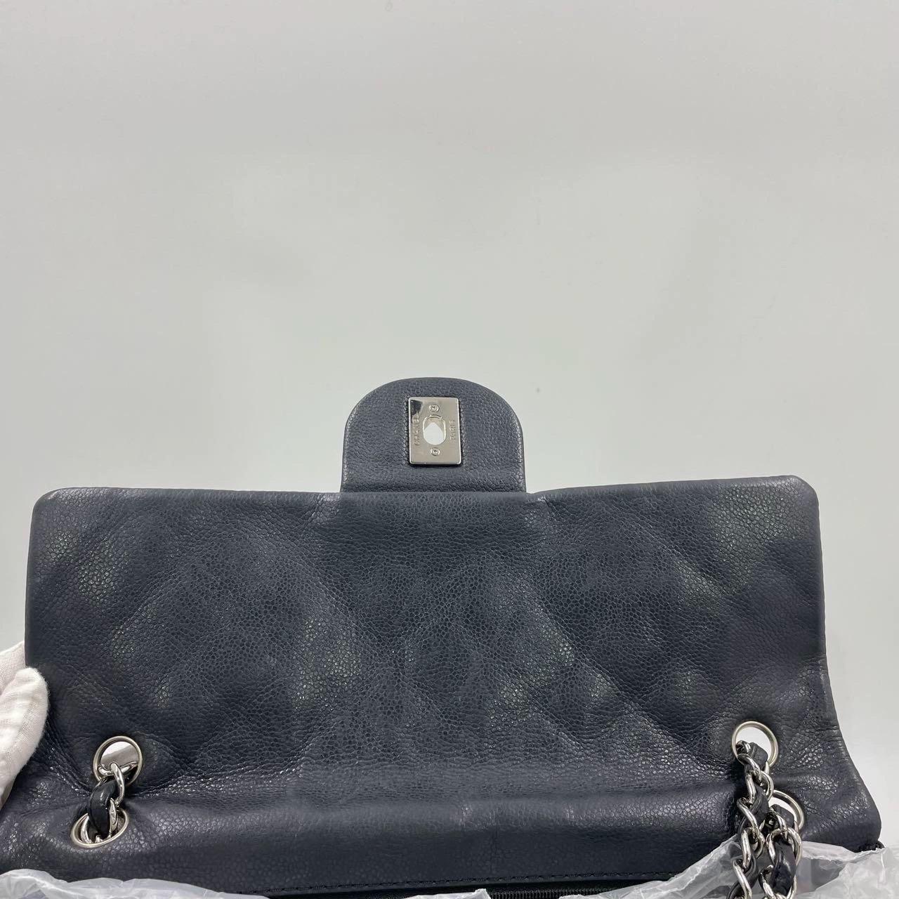 Chanel Classic Flap Maxi Soft Caviar Leather Silver-tone Hardware Giant CC Logo For Sale 8