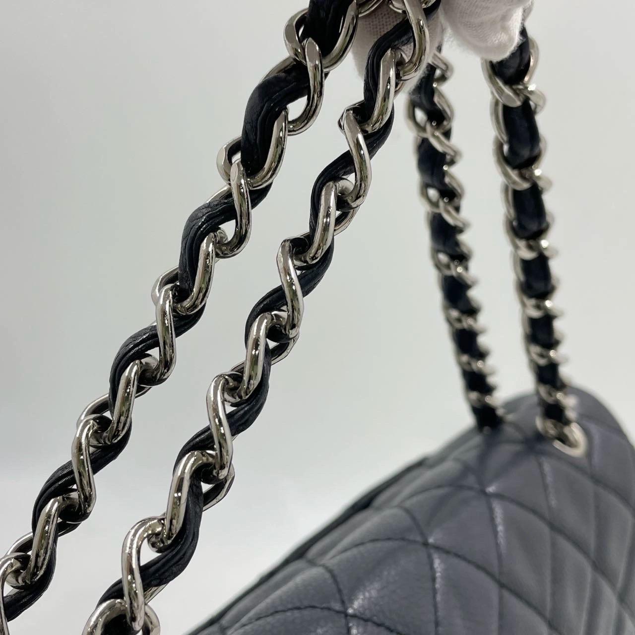 Chanel Classic Flap Maxi Soft Caviar Leather Silver-tone Hardware Giant CC Logo For Sale 11