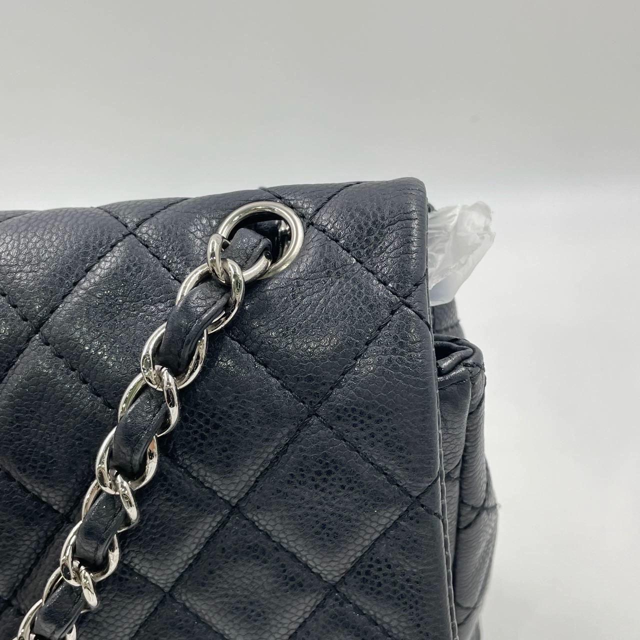 Chanel Classic Flap Maxi Soft Caviar Leather Silver-tone Hardware Giant CC Logo For Sale 13
