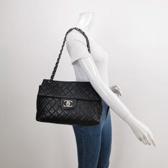 Chanel Classic Flap Maxi Soft Caviar Leather Silver-tone Hardware Giant CC Logo