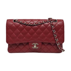Chanel Classic Flap Medium 2008 Burgundy Caviar Leather Silver Hardware