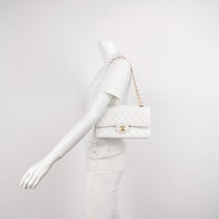 Chanel Classic Flap Medium 2010 White Caviar Leather Gold Hardware