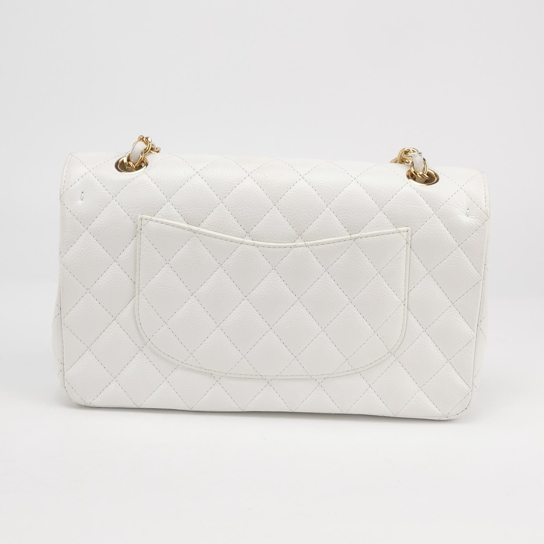 Chanel Classic Flap Medium 2010 White Caviar Leather Gold Hardware im Angebot 2