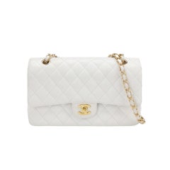 Chanel Classic Flap Medium 2010 White Caviar Leather Gold Hardware