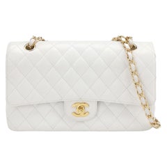Chanel Classic Flap Medium 2010 White Caviar Leather Gold Hardware