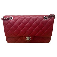 Chanel Classic Flap Medium 2011 Burgundy Caviar Leather Silver Hardware