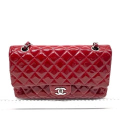 Chanel Classic Flap Medium 2011 Red Patent Leather Silver Hardware